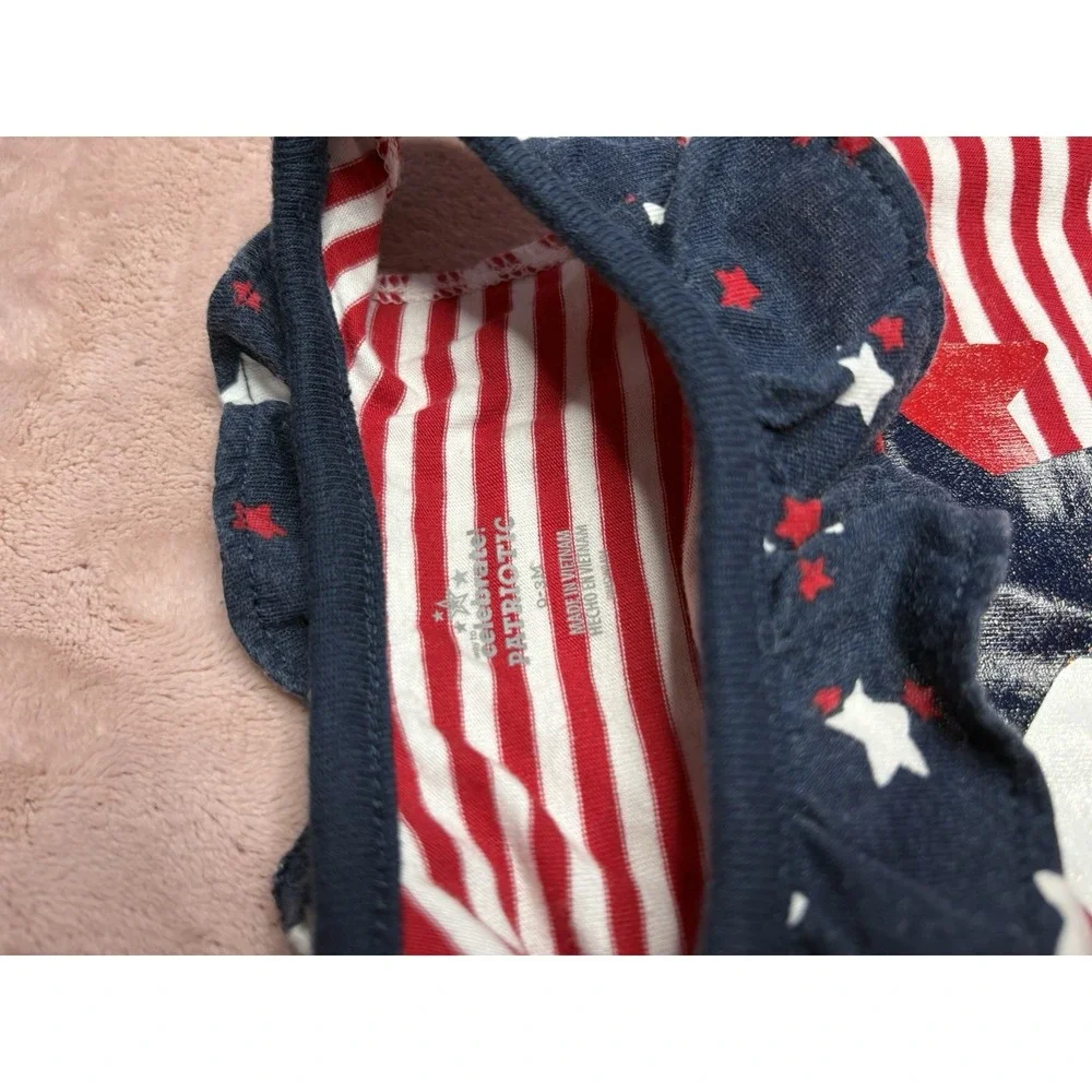 Way to Celebrate Patriotic Fourth Of July Stars USA Flag 0-3 Months Baby Romper‎ - Picture 4 of 6